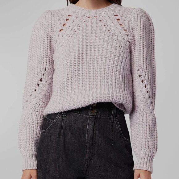 Joie 100% Merino Wool Lavender Lilac Cable Knit Joanes Sweater - Picture 1 of 8